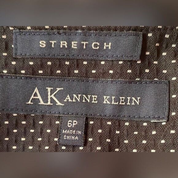Anne Klein Jacket Women’s 6 Petite Black Blazer Jacket White Swiss Dots Stretch - Picture 6 of 6